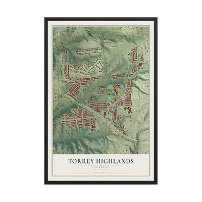 Map of Torrey Highlands, California, 12 x 18 inch print in a black wood frame