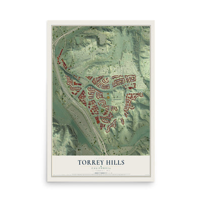 Map of Torrey Hills, California, 12 x 18 inch unframed archival matte print