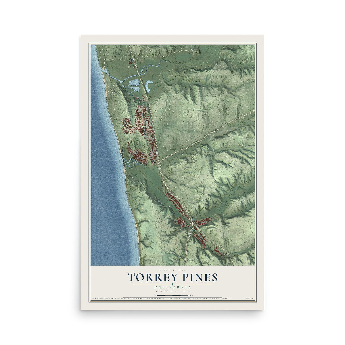 Map of Torrey Pines, California, 12 x 18 inch unframed archival matte print