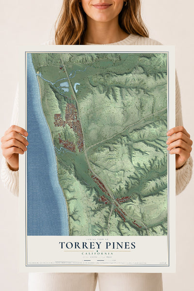 Map of Torrey Pines, California, 18 x 24 inch unframed archival matte print