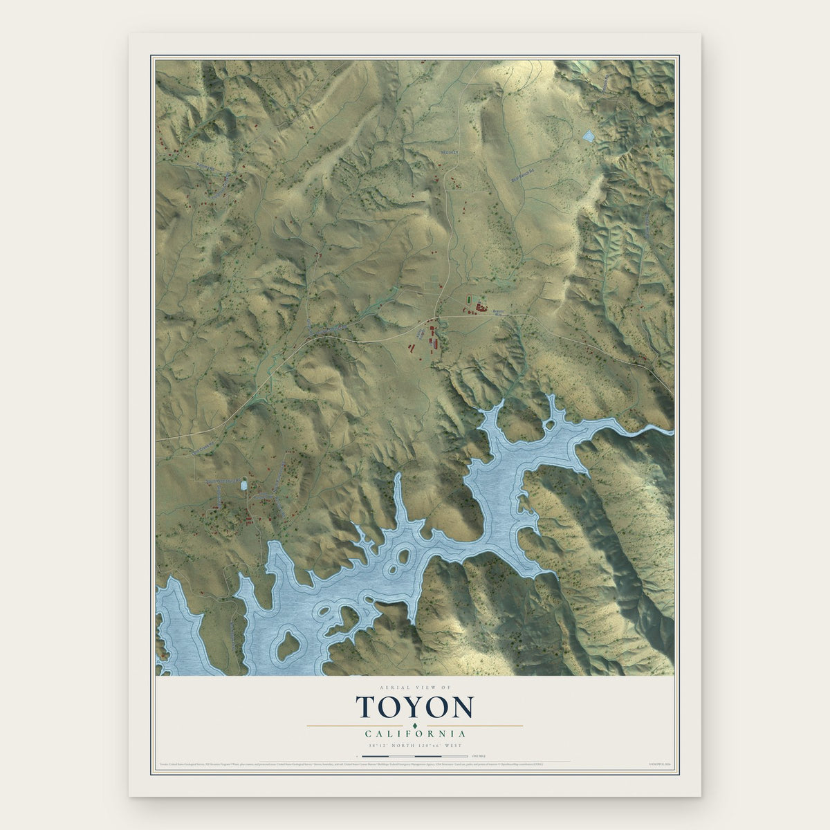 Toyon, California map print, the full design