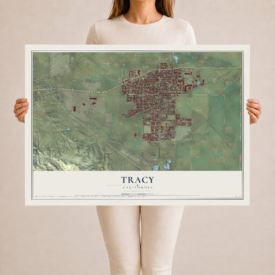 Map of Tracy, California, 24 x 36 inch unframed archival matte print