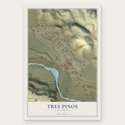 Tres Pinos, California map print, the full design
