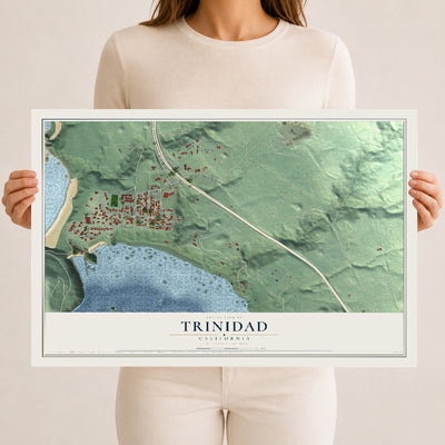 Map of Trinidad, California, 12 x 18 inch unframed archival matte print