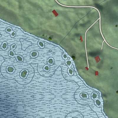 Second close-up of the map of Trinidad, California print showing more streets and buildings