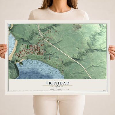 Map of Trinidad, California, 18 x 24 inch unframed archival matte print