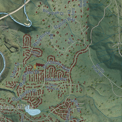 Second close-up of the map of Truckee, California print showing more streets and buildings