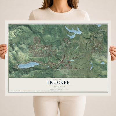 Map of Truckee, California, 18 x 24 inch unframed archival matte print