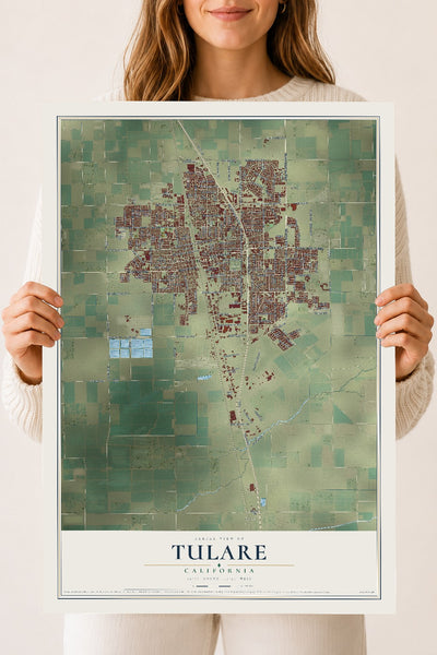Map of Tulare, California, 18 x 24 inch unframed archival matte print