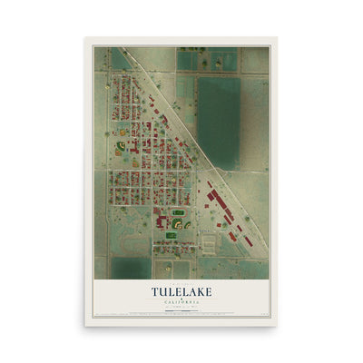 Map of Tulelake, California, 12 x 18 inch unframed archival matte print