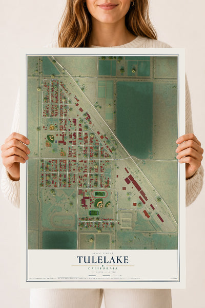 Map of Tulelake, California, 18 x 24 inch unframed archival matte print