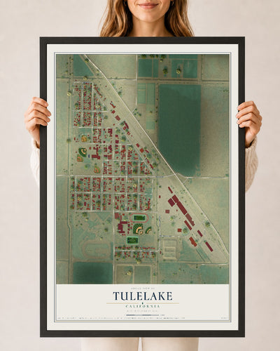 Map of Tulelake, California, 24 x 36 inch print in a black wood frame