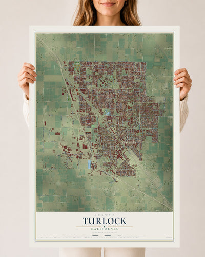 Map of Turlock, California, 24 x 36 inch unframed archival matte print
