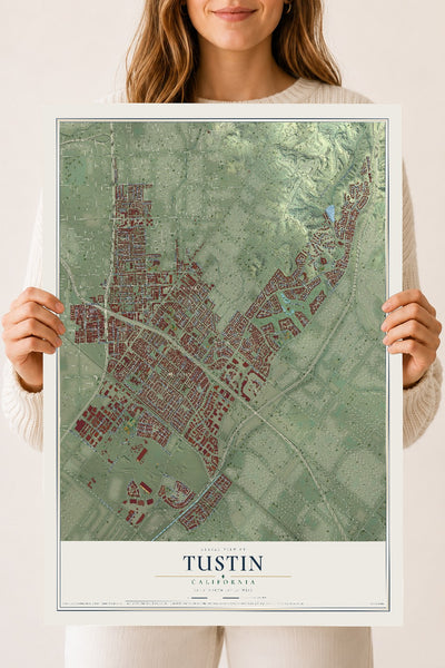 Map of Tustin, California, 18 x 24 inch unframed archival matte print