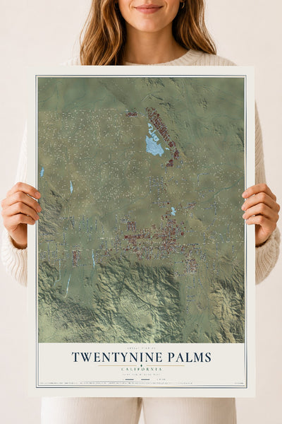 Map of Twentynine Palms, California, 18 x 24 inch unframed archival matte print