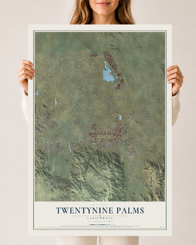 Map of Twentynine Palms, California, 24 x 36 inch unframed archival matte print
