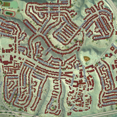 Close-up of the map of University City, California print showing street and building detail