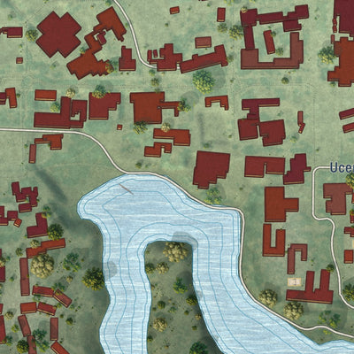Close-up of the map of University of California-Santa Barbara, California print showing street and building detail