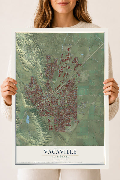 Map of Vacaville, California, 18 x 24 inch unframed archival matte print