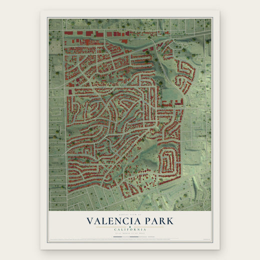 Valencia Park, California map print, the full design