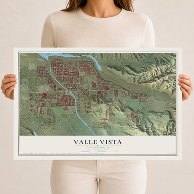 Map of Valle Vista, California, 12 x 18 inch unframed archival matte print