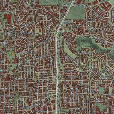 Close-up of the map of Vallejo, California print showing street and building detail