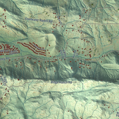 Second close-up of the map of Valley Center, California print showing more streets and buildings