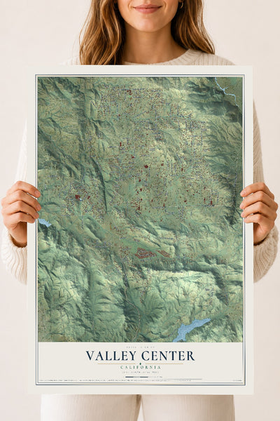 Map of Valley Center, California, 18 x 24 inch unframed archival matte print