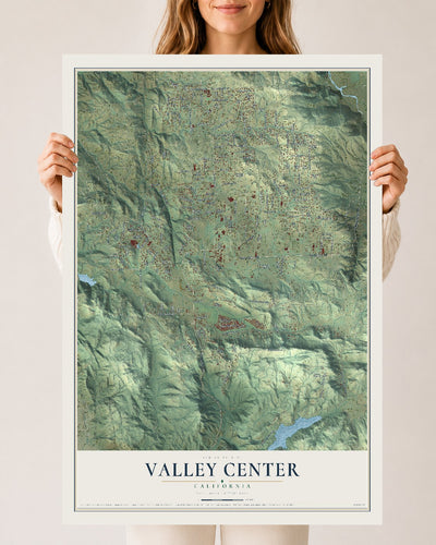 Map of Valley Center, California, 24 x 36 inch unframed archival matte print