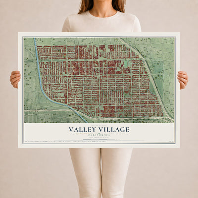 Map of Valley Village, California, 24 x 36 inch unframed archival matte print