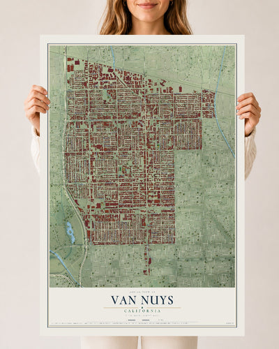 Map of Van Nuys, California, 24 x 36 inch unframed archival matte print