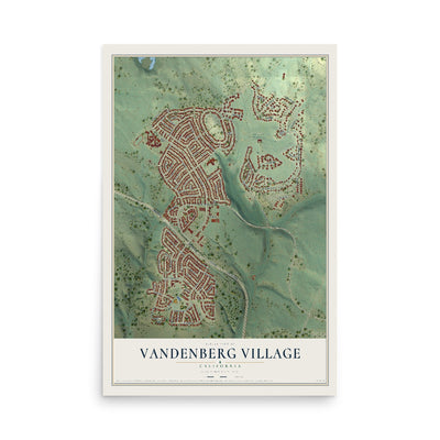 Map of Vandenberg Village, California, 12 x 18 inch unframed archival matte print