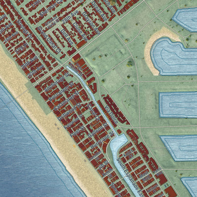 Second close-up of the map of Venice, California print showing more streets and buildings