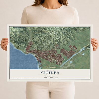 Map of Ventura, California, 12 x 18 inch unframed archival matte print