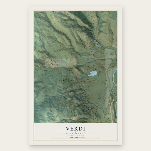 Verdi, California map print, the full design