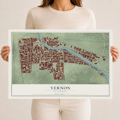 Map of Vernon, California, 12 x 18 inch unframed archival matte print