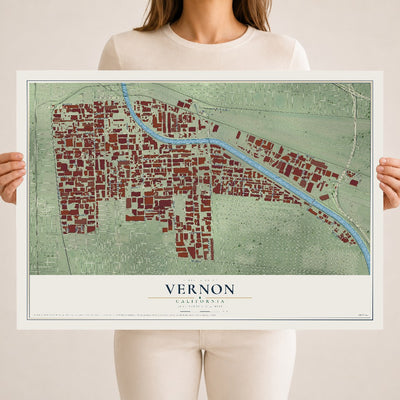 Map of Vernon, California, 18 x 24 inch unframed archival matte print