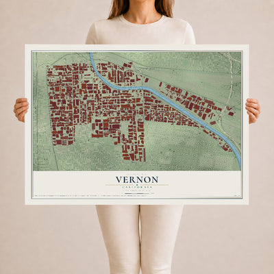Map of Vernon, California, 24 x 36 inch unframed archival matte print