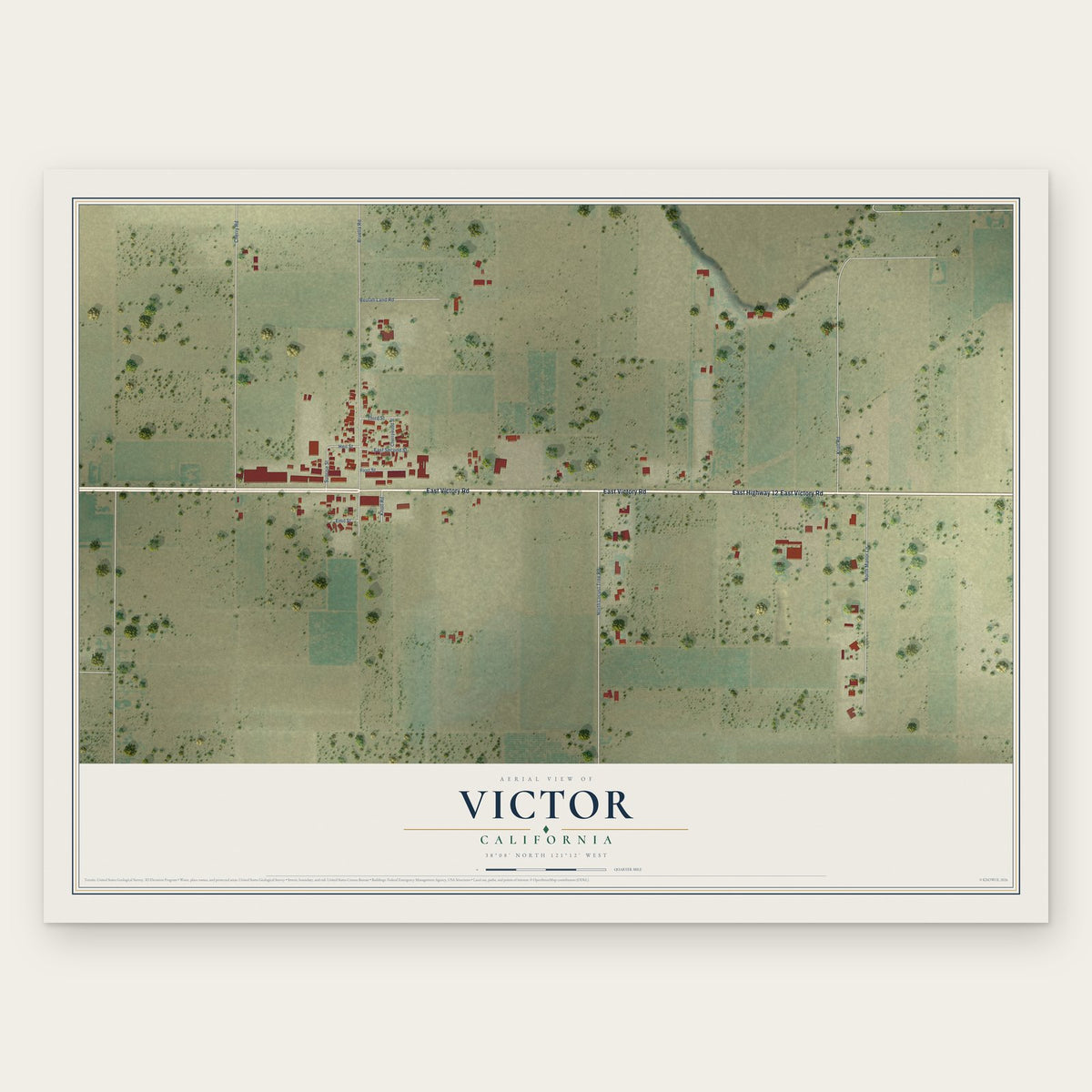 Victor, California map print, the full design