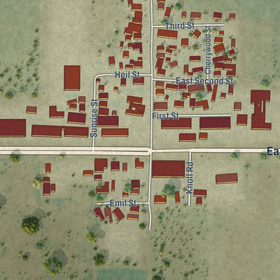 Close-up of the map of Victor, California print showing street and building detail
