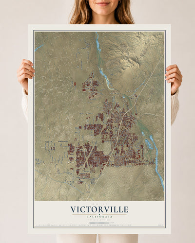 Map of Victorville, California, 24 x 36 inch unframed archival matte print
