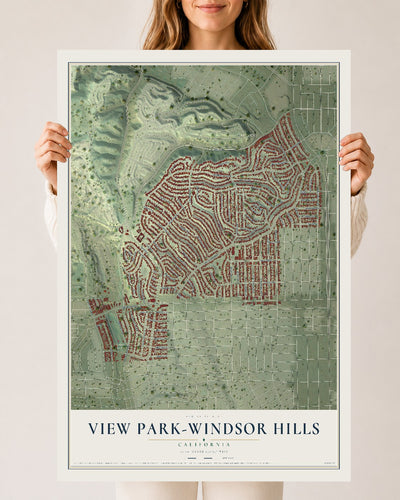 Map of View Park-Windsor Hills, California, 24 x 36 inch unframed archival matte print