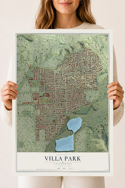 Map of Villa Park, California, 18 x 24 inch unframed archival matte print