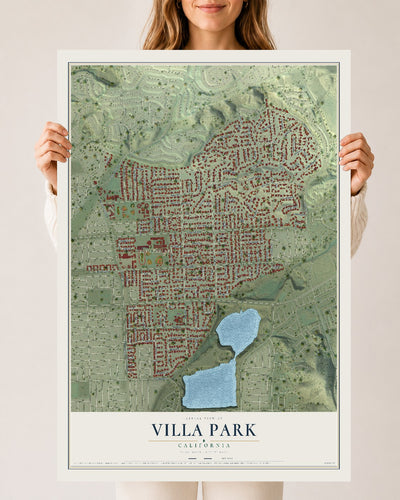 Map of Villa Park, California, 24 x 36 inch unframed archival matte print