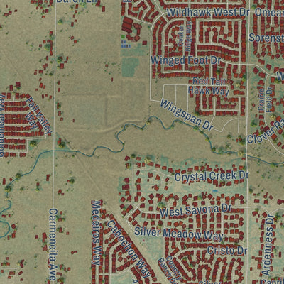Second close-up of the map of Vineyard, California print showing more streets and buildings