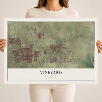 Map of Vineyard, California, 18 x 24 inch unframed archival matte print