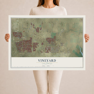 Map of Vineyard, California, 24 x 36 inch unframed archival matte print