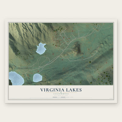 Virginia Lakes, California map print, the full design