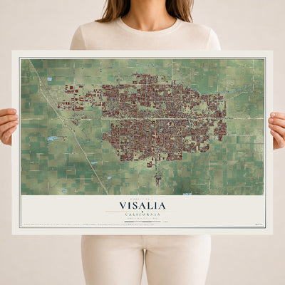 Map of Visalia, California, 18 x 24 inch unframed archival matte print