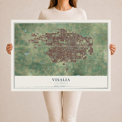 Map of Visalia, California, 24 x 36 inch unframed archival matte print
